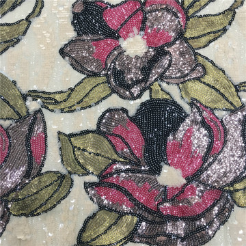 Amazing Sequin Flower Embroidery Fabric For Chrismas