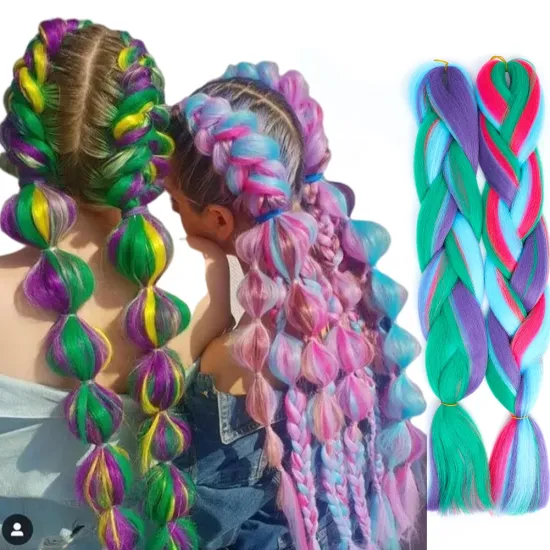Wholesale Braiding Hair Mix Rainbow Braids Synthetic Jumbo Braids Hair Extension for Women