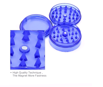 60mm 3 Parts Acrylic Teeth Herb Grinder Display Box Package Tobacco Plastic Grinder Wholesale