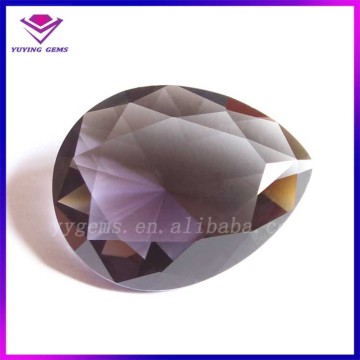 High Quality Machine Cut Pear Shape Grey Colored Glass Loose Gemstones
