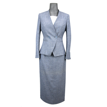 Chinese 2020 latest styles woman fleece suit elegant 2 piece skirt suit for ladies