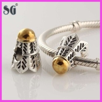925 Solid Sterling Silver two-tone plated Gold Shuttlecock Shaped Charm