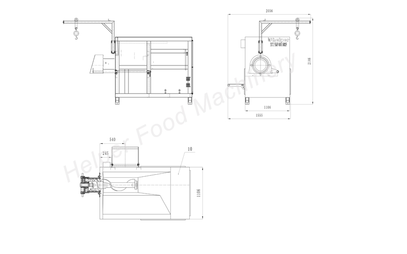 layout of frozen meat grinder