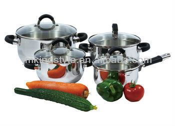 Unique design Glass cover Stainless steel casserole/cookware set