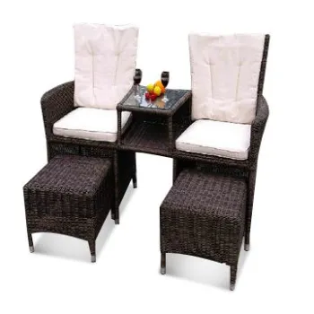 3 Pieces Aluminum Frame Leisure Set with 3mm Round PE Rattan