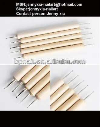 wooden nail art dotting tools and brushes