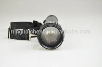 Zoomable LED Flashlight D Battery Promotion Emergency Lamp with Straps