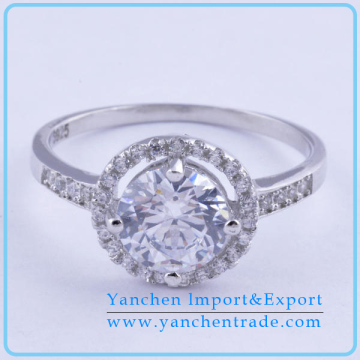 Classic Design Solitaire CZ Diamond Sterling Sliver Ring Most Popular Wedding Gift
