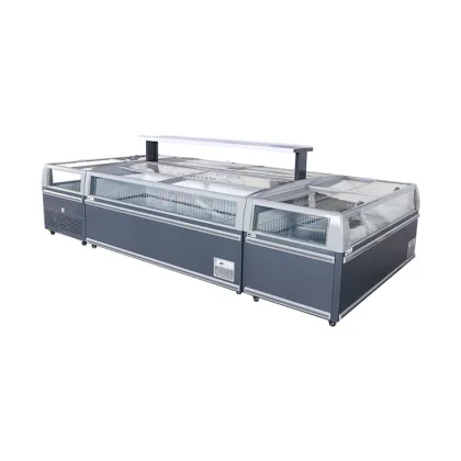 Four side horizontal glass freezer display Island Freezer