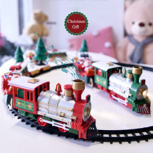 Lights And Sounds Christmas Train Set Railway Tracks Toys Xmas Train Gift Electric Railway Train Set w/ Locomotive Engine Cars