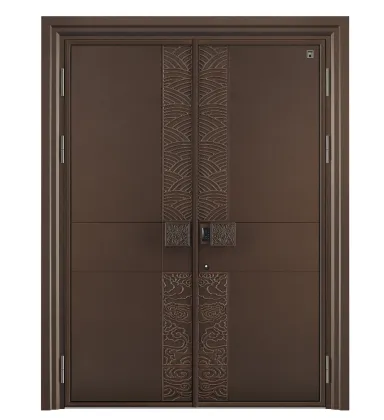 Aluminum villa dark brown auspicious cloud front door