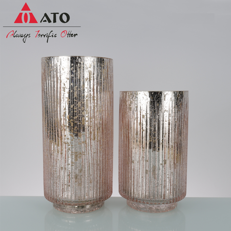 Vertical Pattern Glass Vase Dried Flower Home Decor