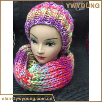 Fashion Women warm knitted scarf hat set