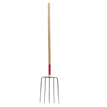 High Quality Multifunctional 5 Tooth Carbon SteelForged Fork with Long Wooden Handle for Gardening