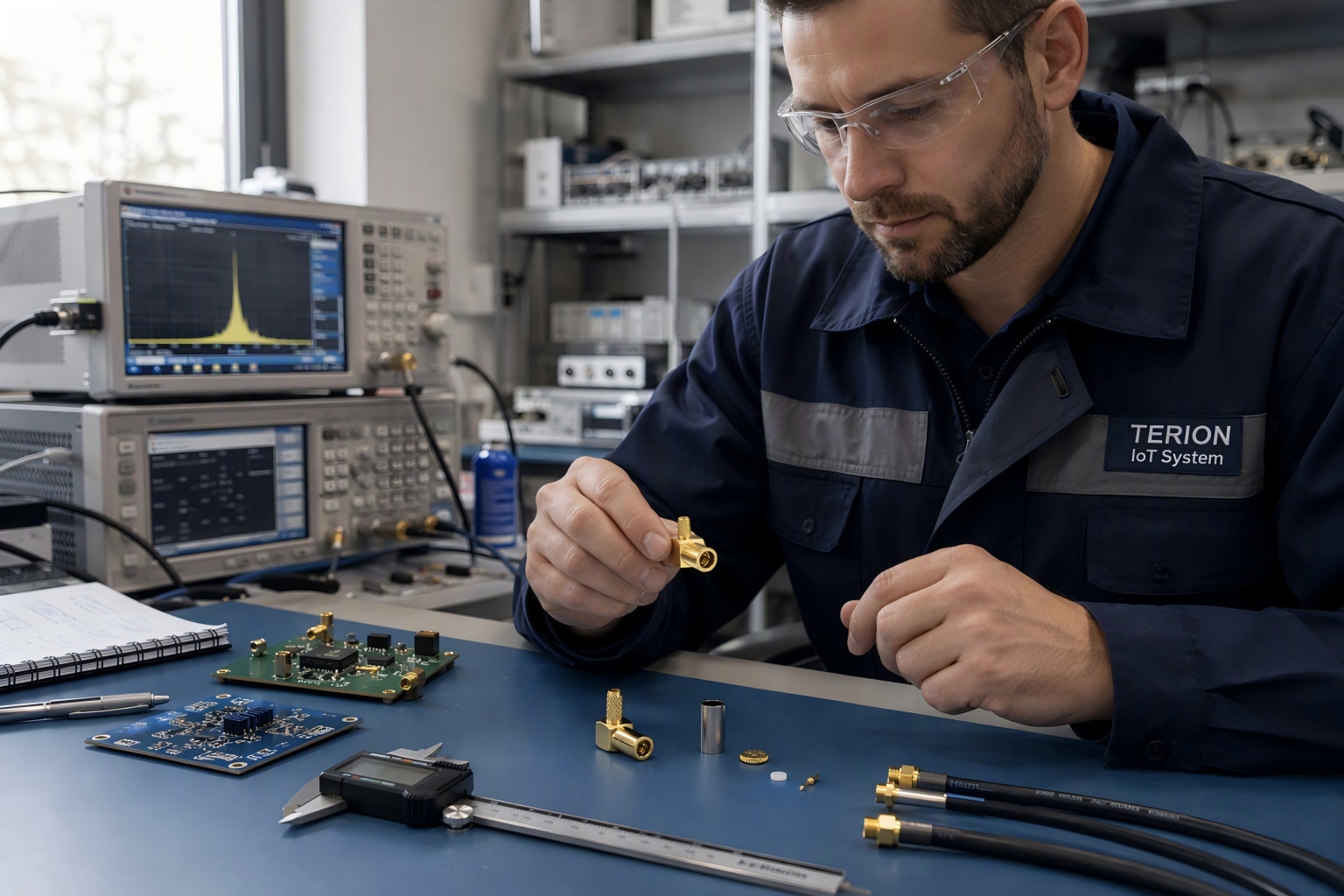 Confronto ingegneristico dei connettori RF SMB vs MMCX nel laboratorio di elettronica SMB vs MMCX RF connector engineering comparison in electronics laboratory
