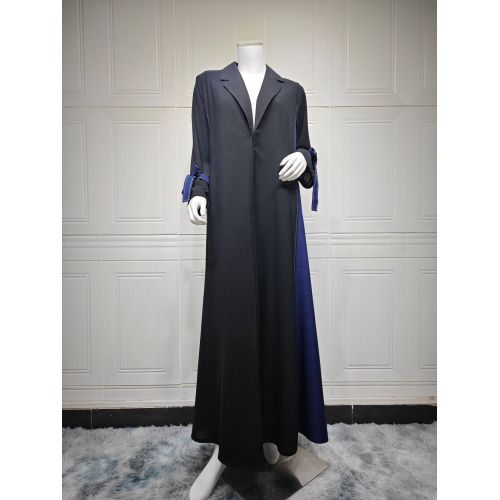 ژاکت کش باف پچ ورک جین اپن زنانه بلند Abaya