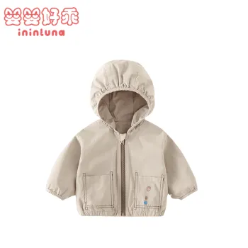 Korean Boys Cartoon Plaid Zip Jacket