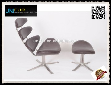 Fresh style modern popular replica leather corona chair with ottoman