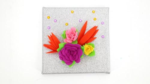 DIY handgjorda filtblommor med glitterboard kit