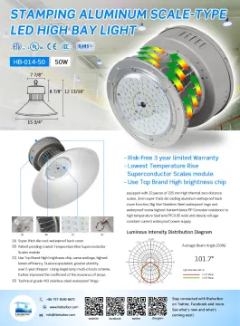 5500LM 85-265V AC, 50-60Hz China manufacturer High Lumen Efficiency 50W LED High Bay Light