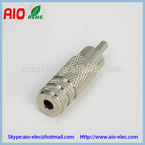 full metal jacket RCA male plug to 3.5mm stereo female,1/8 inch jack audio adaptor connector