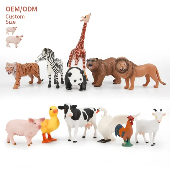 6-Piece Plastic Simulation Animal Cards Match Game and Farm Animal Figurine Toy Set for Toddlers and Kids
