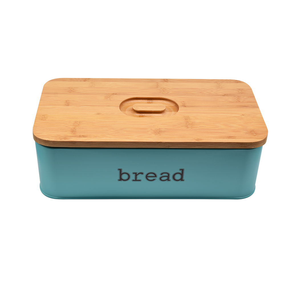 Bamboo Wooden Lid Small Rectangle Bread Bin