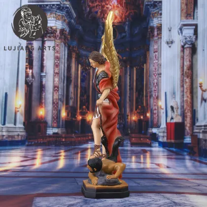 12-inch Saint Michael Statue: Resin Angel Sculpture, Decoration, Michael Archangel Defeat Demon Figurine, Religious Gift