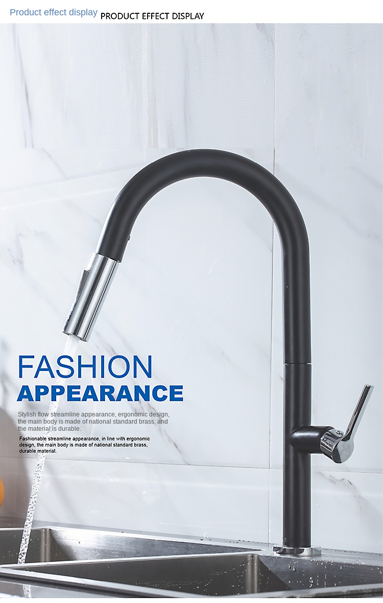 Contemporary black Stainless Steel kitchen faucet