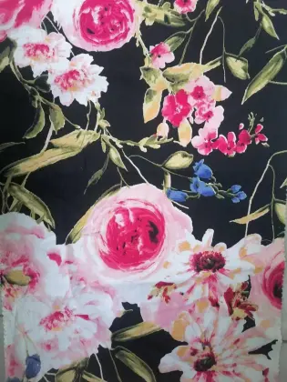 cotton rayon sateen spandex printed fabric