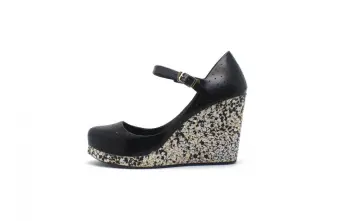 Womens Medium Shining Wrapped PVC Wedge