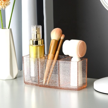 Organisateur de maquillage en plastique transparent - support de rangement de rouge à lèvres de peigne de brosse de bureau à paillettes