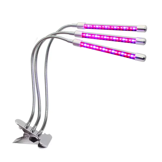 Three Head 360 Degree Flexible Gooseneck Clip Desk Plant LED Grow Lighting