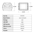 Đèn chiếu sáng công việc khai thác hình vuông 3,8 &quot;với đèn chiếu sáng bên