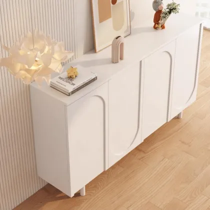 Cream Sideboard with MDF Board and Metal Legs for Living Room
