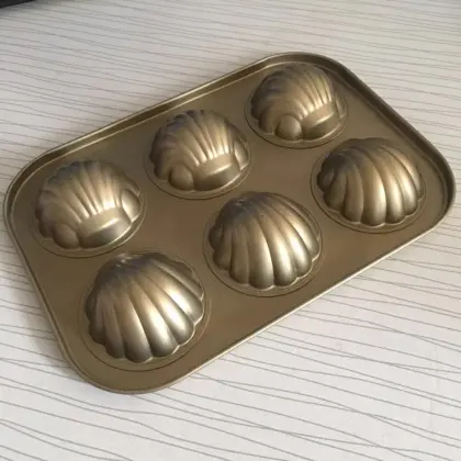 Golden 6-cup Madeleine Shell Cake Pan Molds