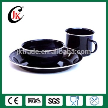 Wholesale customized logo printing camping enamel dinnerware set