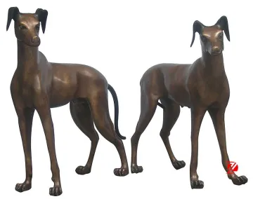 art nouveau bronze dog statue