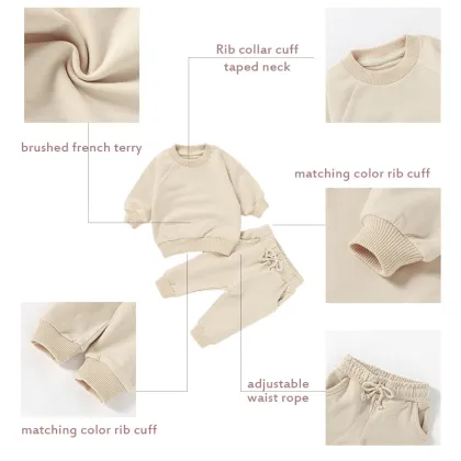 Organic Cotton Baby Clothing Set - 2pcs Raglan Sleeve Children Baby Sweater Suit