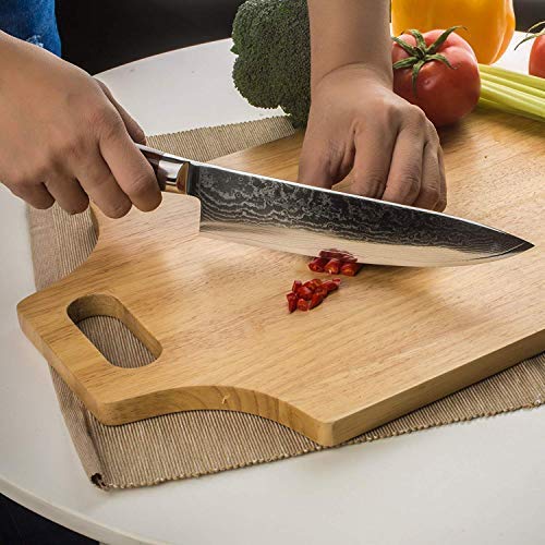 Cuchillo de cocina japonés de 7 pulgadas en madera de damasco, acero Pakka