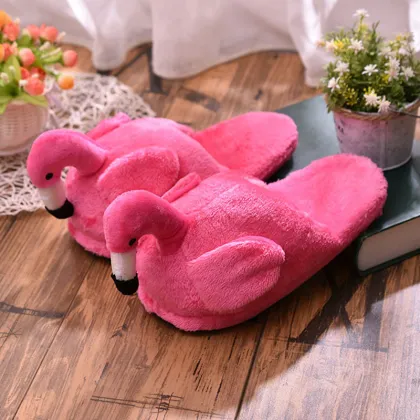 Warm Home Slippers Unisex Soft Slippers Winter Pink Flamingo