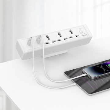Branche d'alimentation de table de serrage bordure de bureau personnalisée avec 3 prises et ports USB 3X 65W