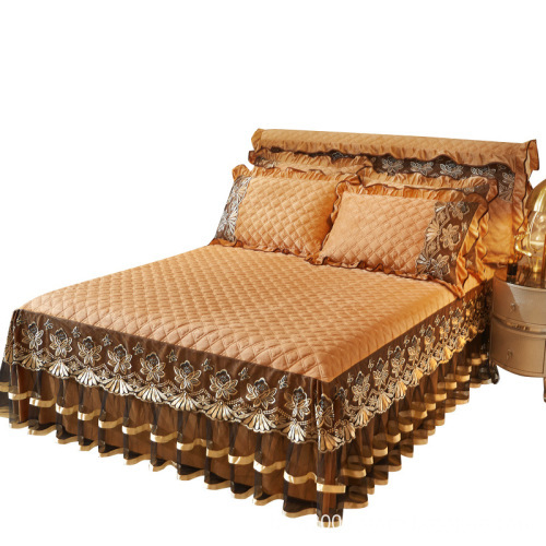 Wholesale Crystal Velvet Lace Bed Skirt and Thickened Cotton Bed Cover Mattress Protection