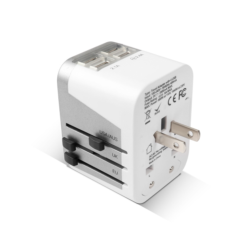 4 USB Port EU/UK/US/AU Plug Universal Travel Adapter