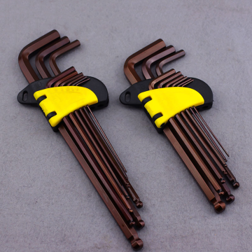 High Quality 9PC S2 Bronze Folding Universal Combination Hex Key Wrench Set (2-8mm)