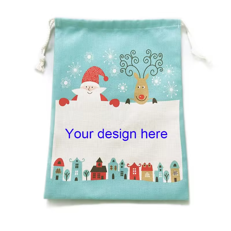 Bolsas de lino con cordón personalizado de Santa Sacks