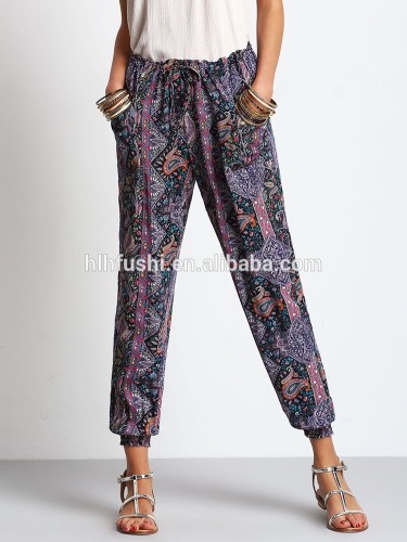 Floral Casual Pants Baggy Beach Trousers For Women