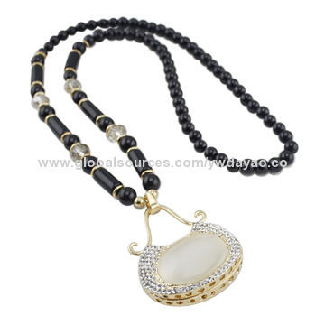 Latest Design Hot Selling Beaded Necklace with Drop Crystal BagNew