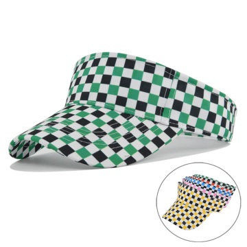 Solid Color Checkerboard Curved Brim Sun Protection Caps for Men and Women