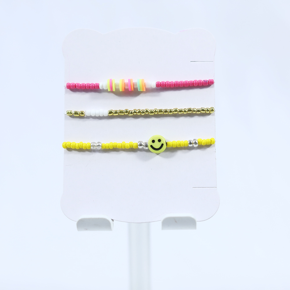 Pulsera elástica de cuentas de vidrio de vidrio amarillo